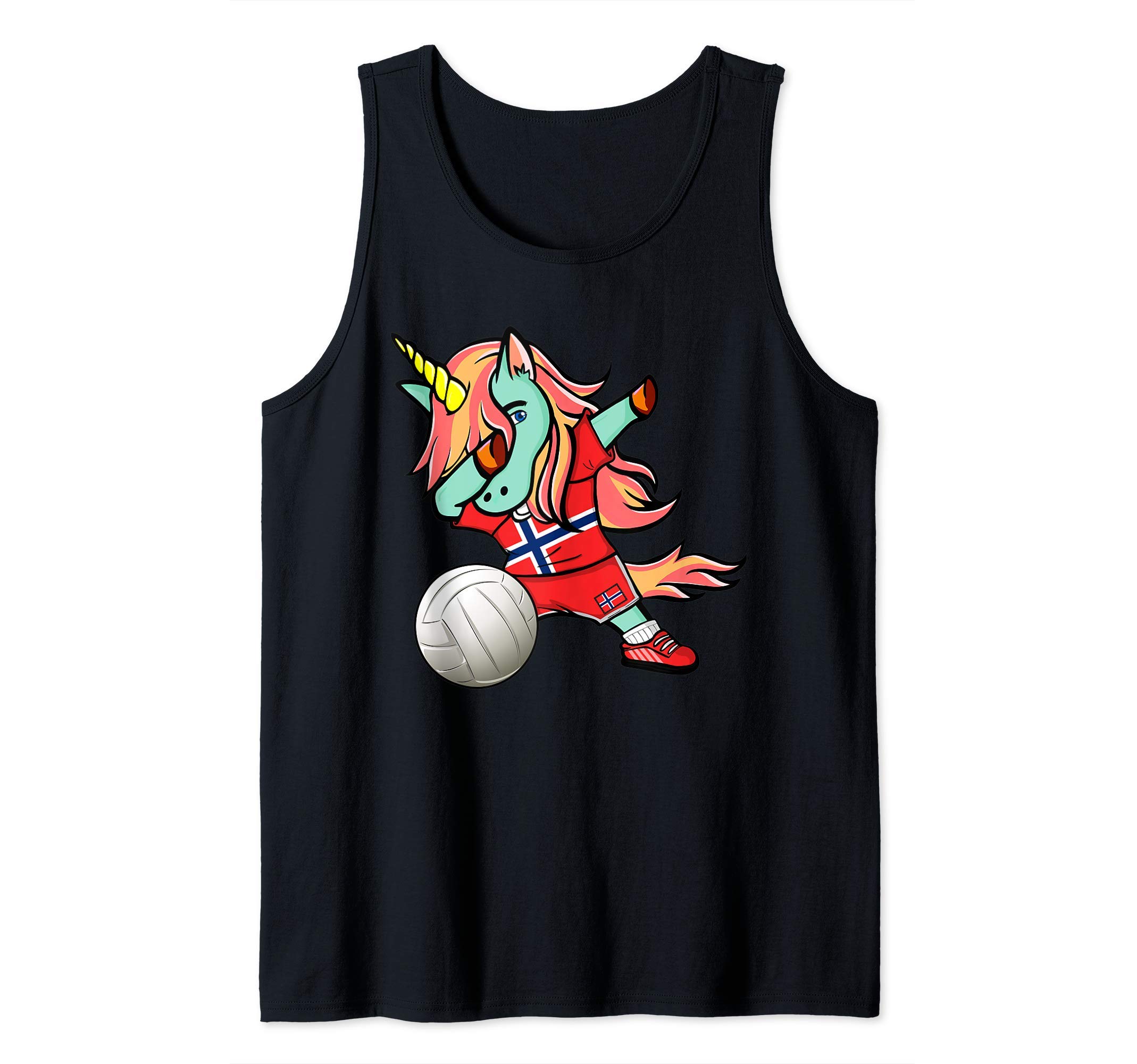 Dabbing Unicorn Norway Volleyball Fans Jersey Norwegian Flag Tank Top
