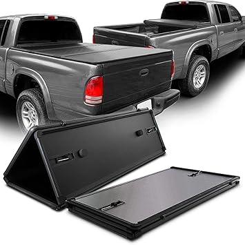 Fits 1997 1999 Dodge Dakota 2000 2004 Extended Standard Cab 6 5 Feet 78 Inches Bed Hard Tri Fold Black Tonneau Cover Tonneau Covers Amazon Canada