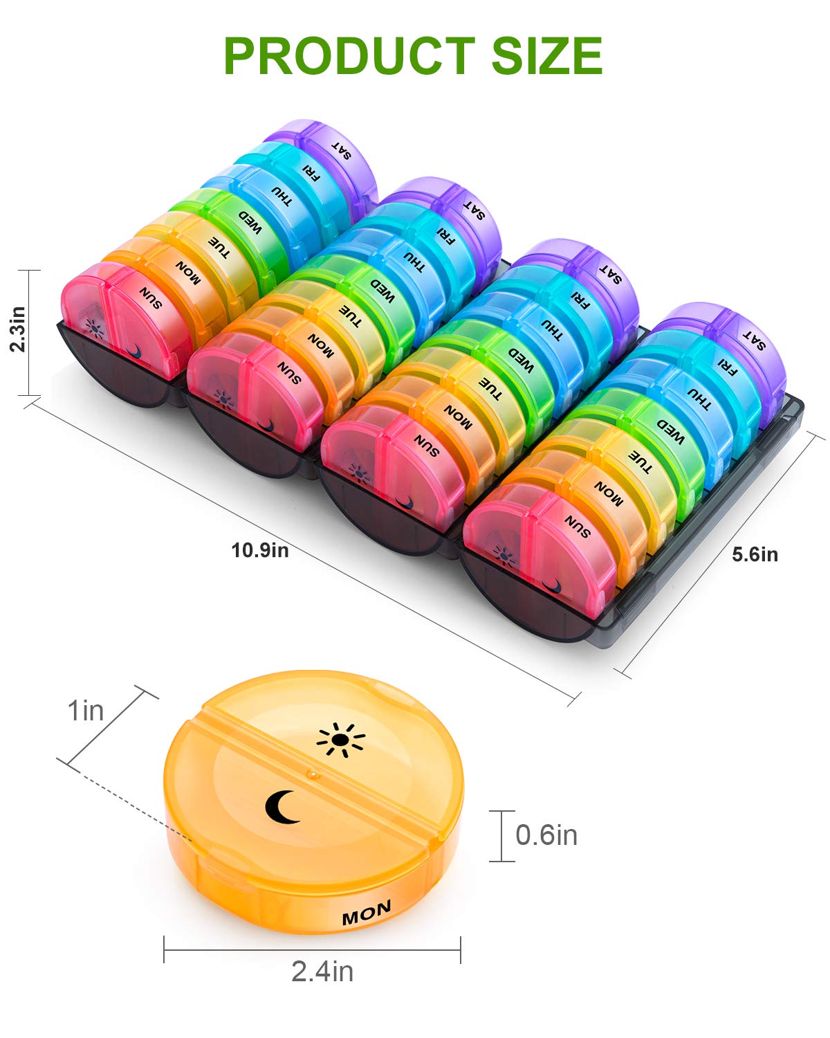 Barhon Monthly Pill Organizer 2 Times A Day, Extra Large Month Medicine Organizer, Daily Pill Box Organizer 28 Days for Vitamin Fish Oil Supplements (Rainbow)