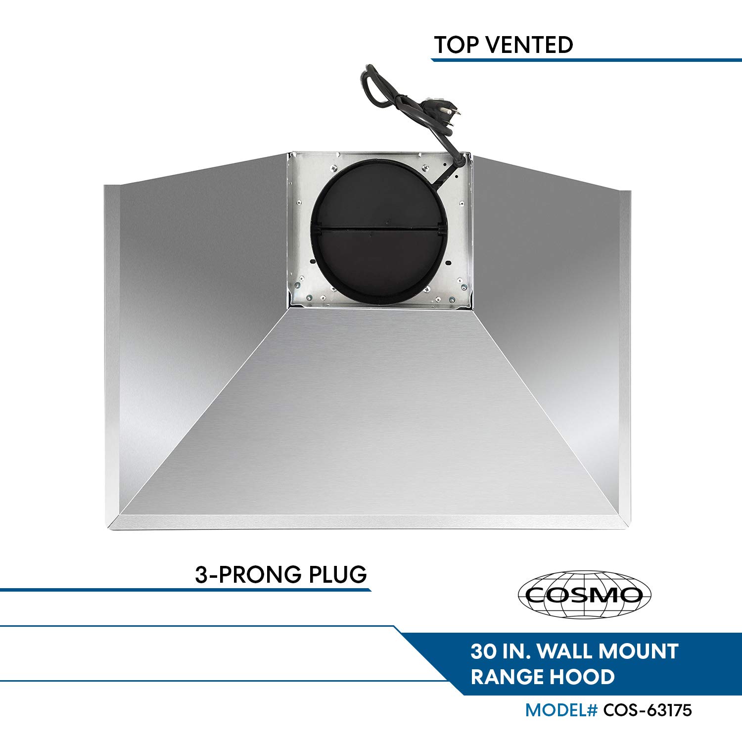 Cosmo 63175 30in WallMount Range Hood 760CFM Ductless Convertible