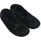Keyela Women's Ballerina Slippers Light Weight Terry Cloth House Shoes, Foot Covering for Women, Fuzzy House Socks