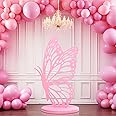 Beeveer 3ft Wood Butterfly Prop Large Butterfly Wings Cutout Standing Backdrop Princess Prop Decoration for Baby Shower Birthday Party(Pink)