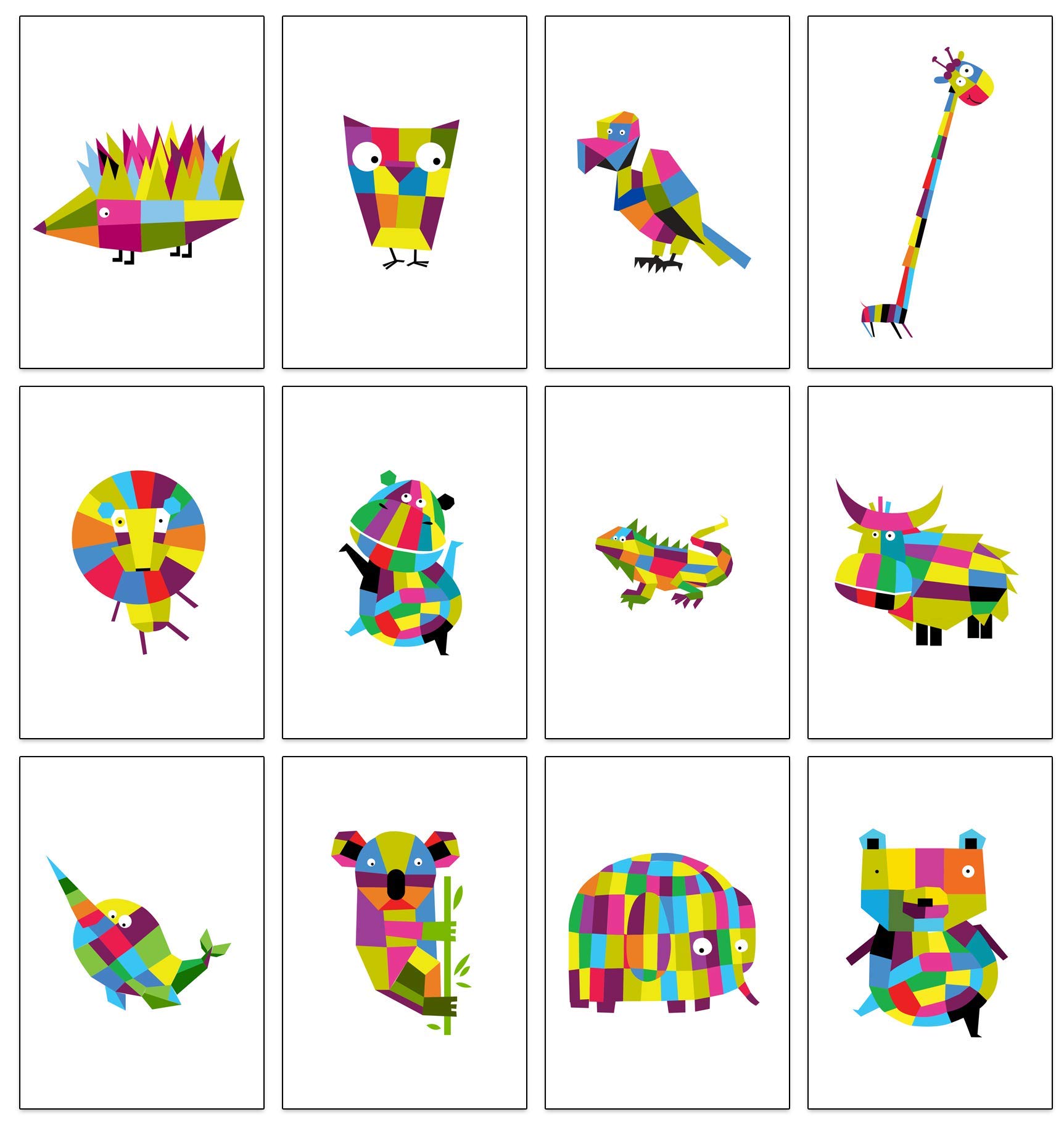 the lazy panda card company 12 Colourful Animal Greeting Cards for Birthdays or General Occasions