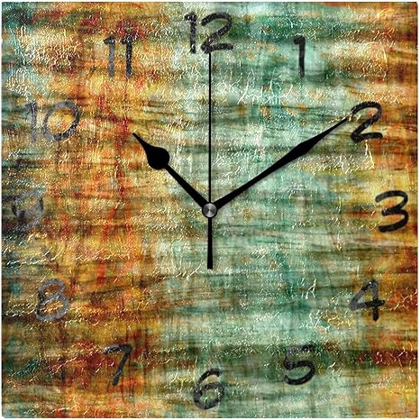 Amazon Co Jp Mika ヴィンテージ 芸術木 壁掛け時計 掛け時計 壁掛け おしゃれ オシャレ 四角型 スクエア 四角形 部屋 リビング キッチン 寝室 ホーム キッチン