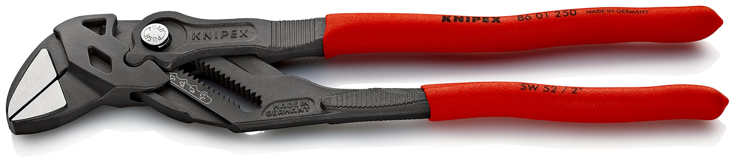 KNIPEX Pliers Wrench Pliers and a Wrench in a Single Tool Self-Service Card with Non-Slip Plastic Coating 250 mm, 86 01 250 SB
