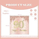 COSORO 20pcs Rose Gold 90th Birthday Napkins Serviettes Ladies Table Decor view 2
