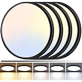 zemty 4Pack LED Flush Mount Ceiling Light, 12Inch 24W Dimmable Ceiling Lights Fixture, 5 Color Temperatures (3000K-6500K) Black Round Ceiling Lamp for Bedroom, Kitchen, Hallway,Bathroom