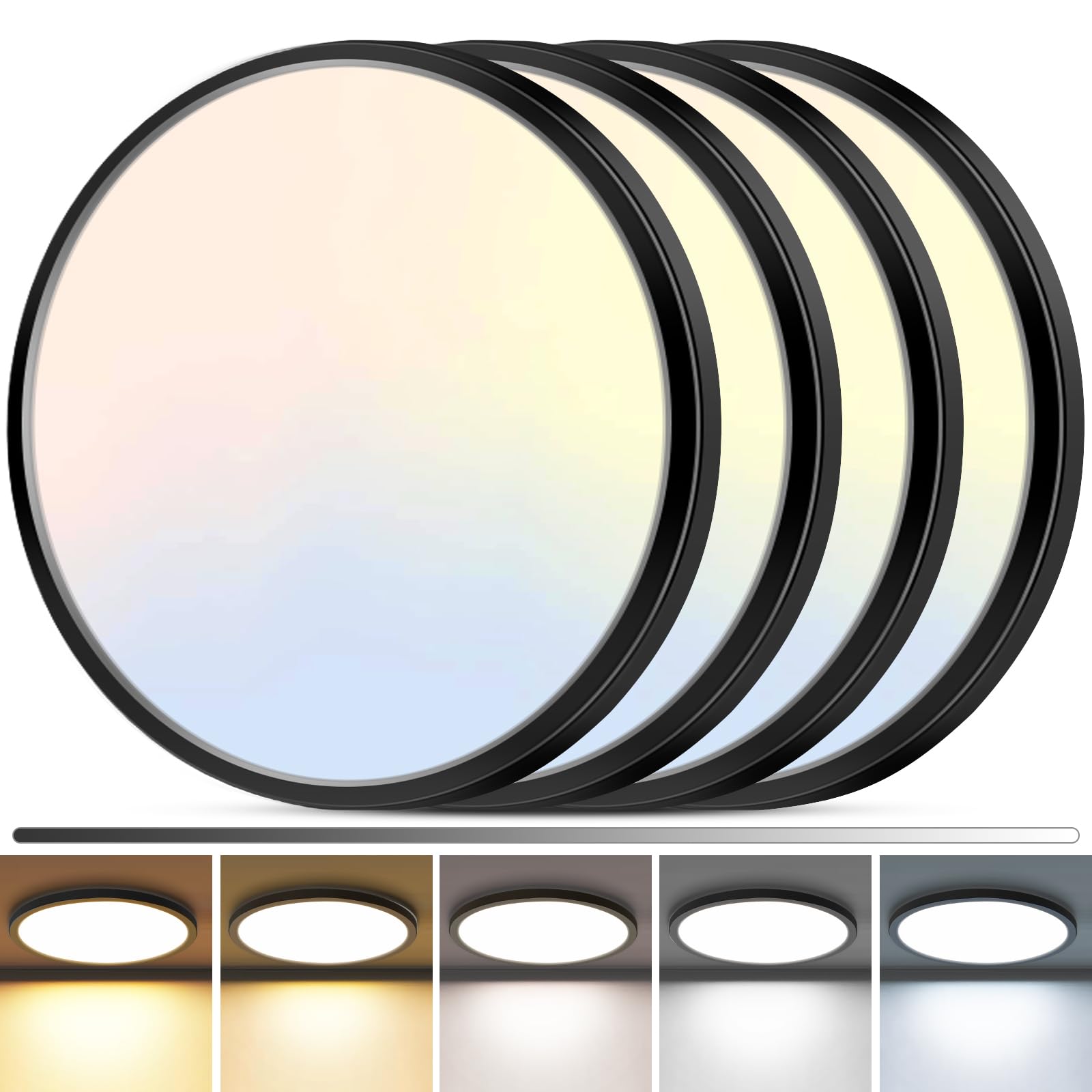 zemty 4Pack LED Flush Mount Ceiling Light, 12Inch 24W 12