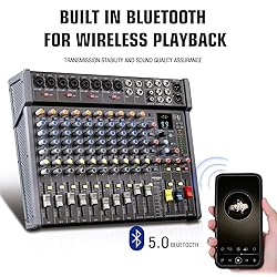 JXSOU Audio Mixer, 16-Channel DJ Mixer Bluetooth