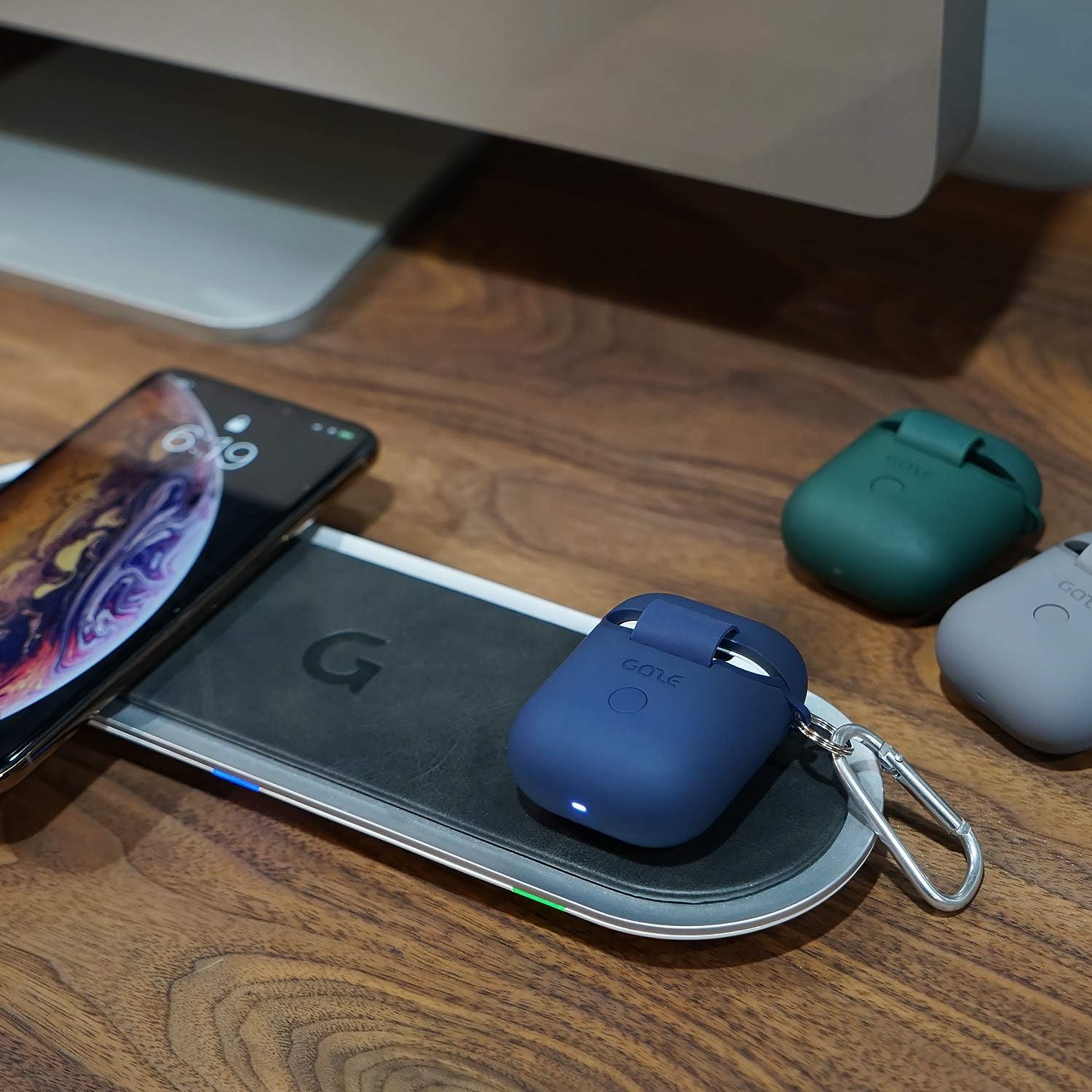 GAZEON Qi Wireless Charging Airpods Case Cover/Skin, Midnight Blue, 51L * 65W * 29.5H mm - Image 4