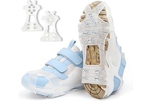 Non Slip Ice Crampons for Shoes Boots, 10-Spike Stainless Steel Ice Grips, TPE Rubber Anti-Slip Cleats for Winter Outdoor Use