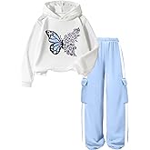 EuquixZeph Girls 2 Piece Outfits Kids Hoodies Sweatsuit Tracksuit Jogger Long Sleeve Sweatshirts Sweatpants Sets 4-13Y