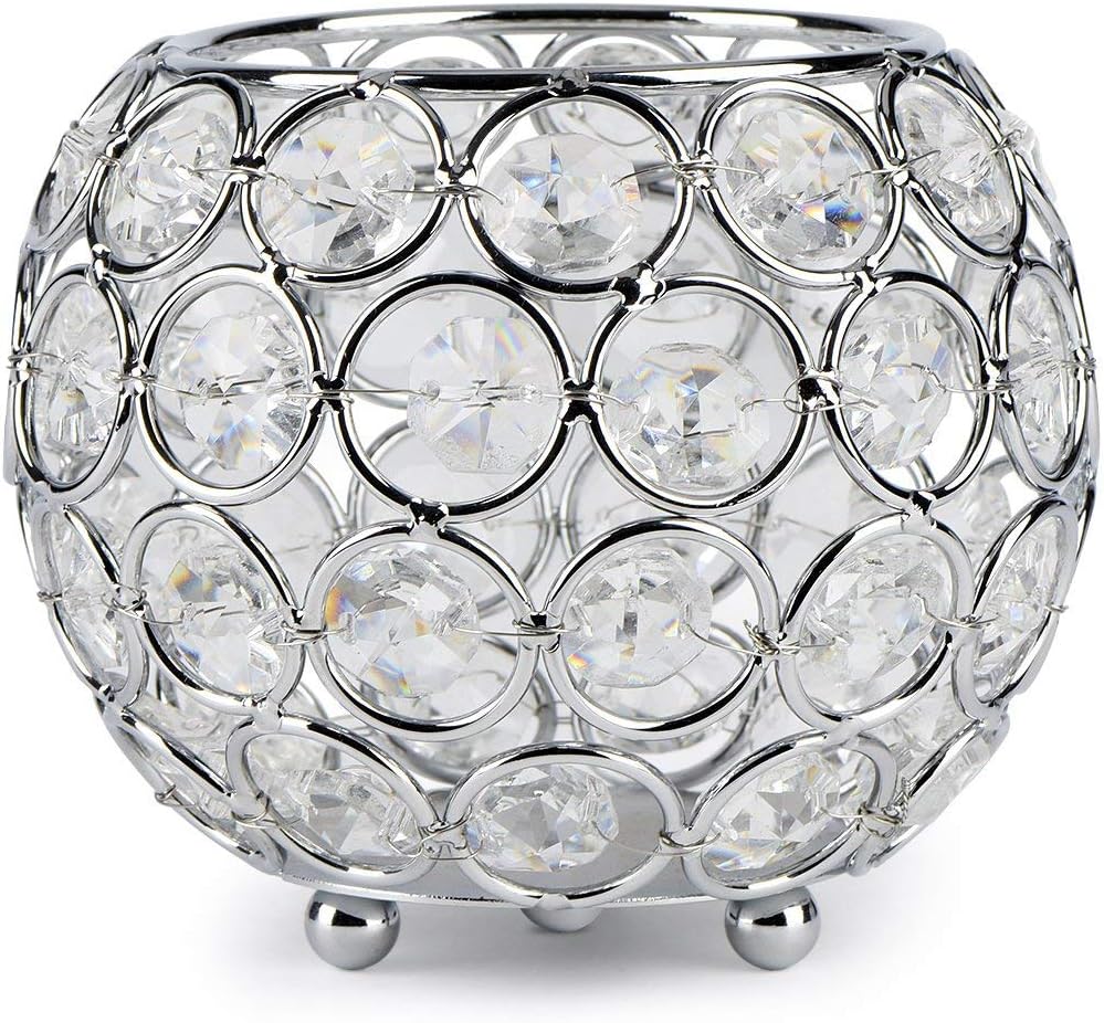 Nicetai Silver Crystal Candle Holders Decorative Centerpieces for Coffee Table Living Room and Dinning Room Table Decorative Centerpieces: Home & Kitchen