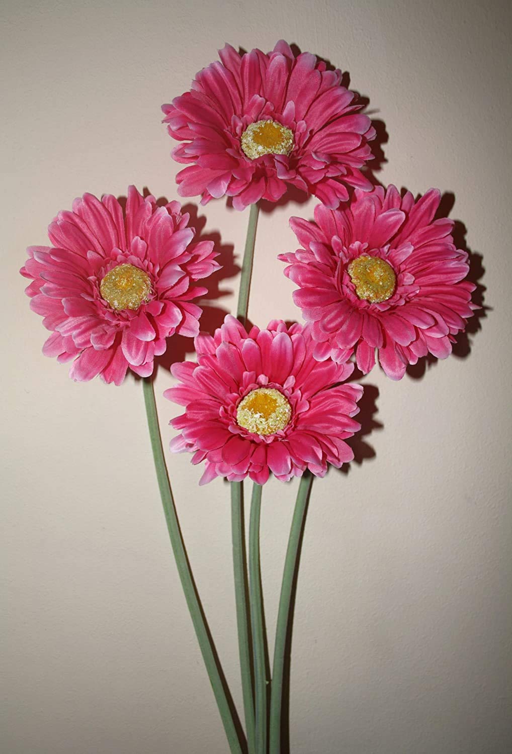 4x hot pink gerbera stems artificial flowers for home or weddings