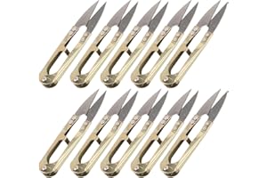 GARVALON 10Pcs Gold Iron Craft Scissors Small U-Shaped Yarn Cutter Embroidery Thread Trimmer Sewing Snippers