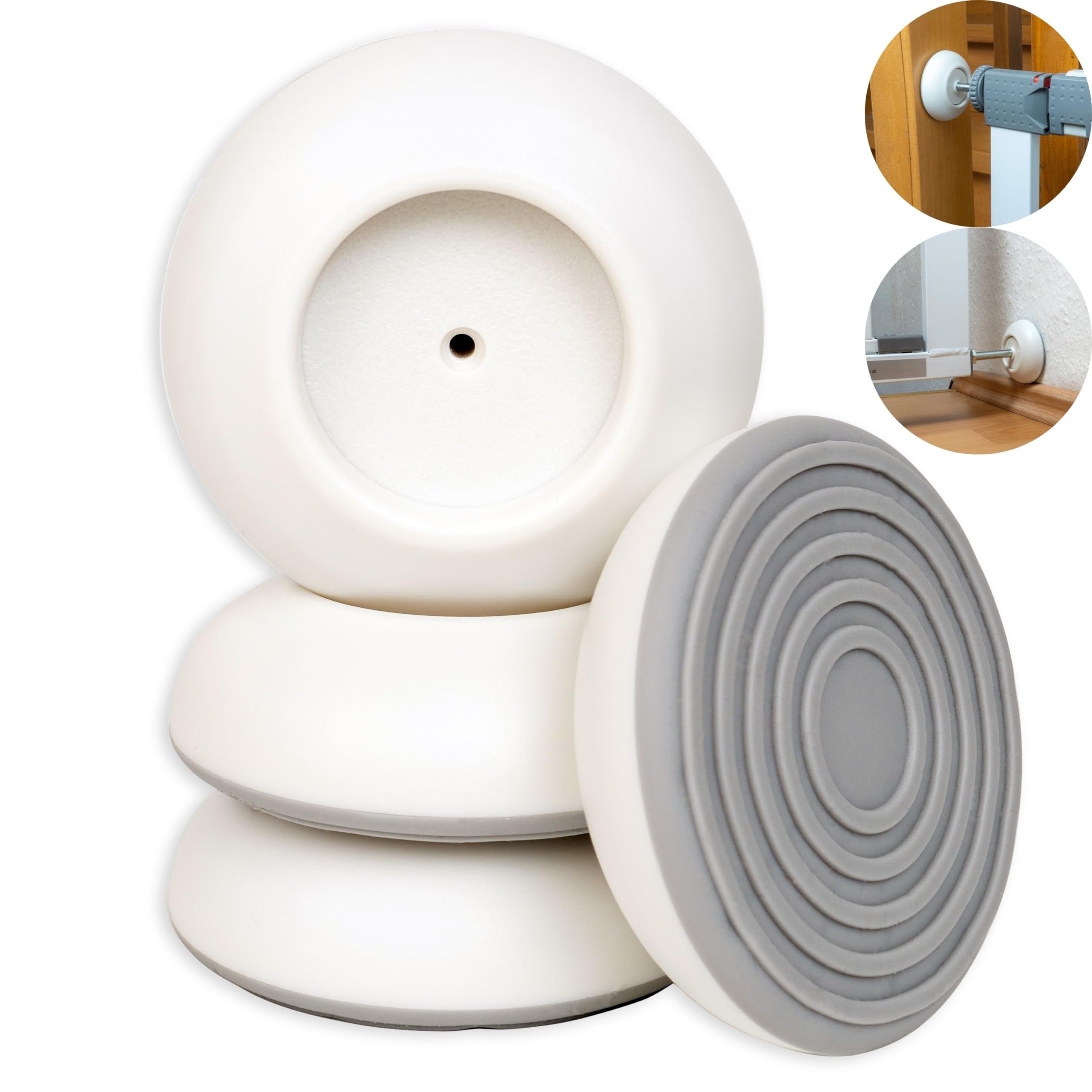 Stair Gate Wall Protector Pads, 4 pcs, White, for max. Ø 1.61" Pressure Screw Heads, Protect Walls and Doorways from Children and Pet Gates, Baby Gate Wall Protector, Children Anti Stain Guard Cups