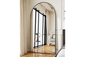 Koonmi 34"x76" Arched Full Length Mirror, Black Large Floor Mirror with Aluminum Alloy Frame Standing Hanging or Leaning Wall-Mounted Mirror, Vanity Mirror for Living Room and Bedroom
