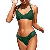 Women's Bikini Set Solid Halter Two Piece Bathing Suit Swimsuit