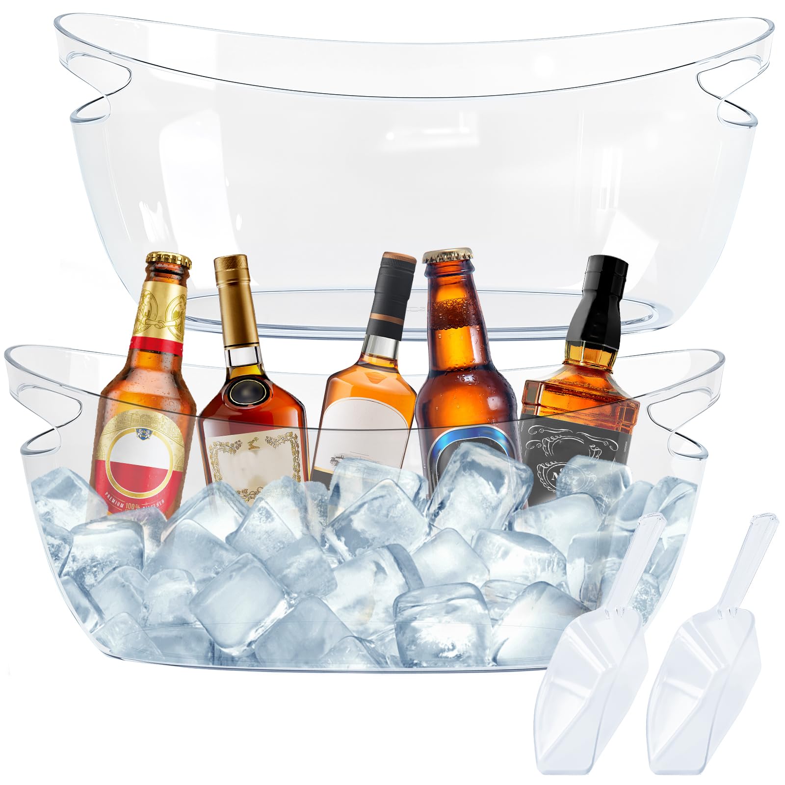 Photo 1 of 2-Pack Ice Buckets for Parties - Extra Large 5.5L Clear Beverage Tubs with Scoops, Perfect for Champagne, Beer, Sparkling Wine, and Cocktails - Mimosa Bar Essentials