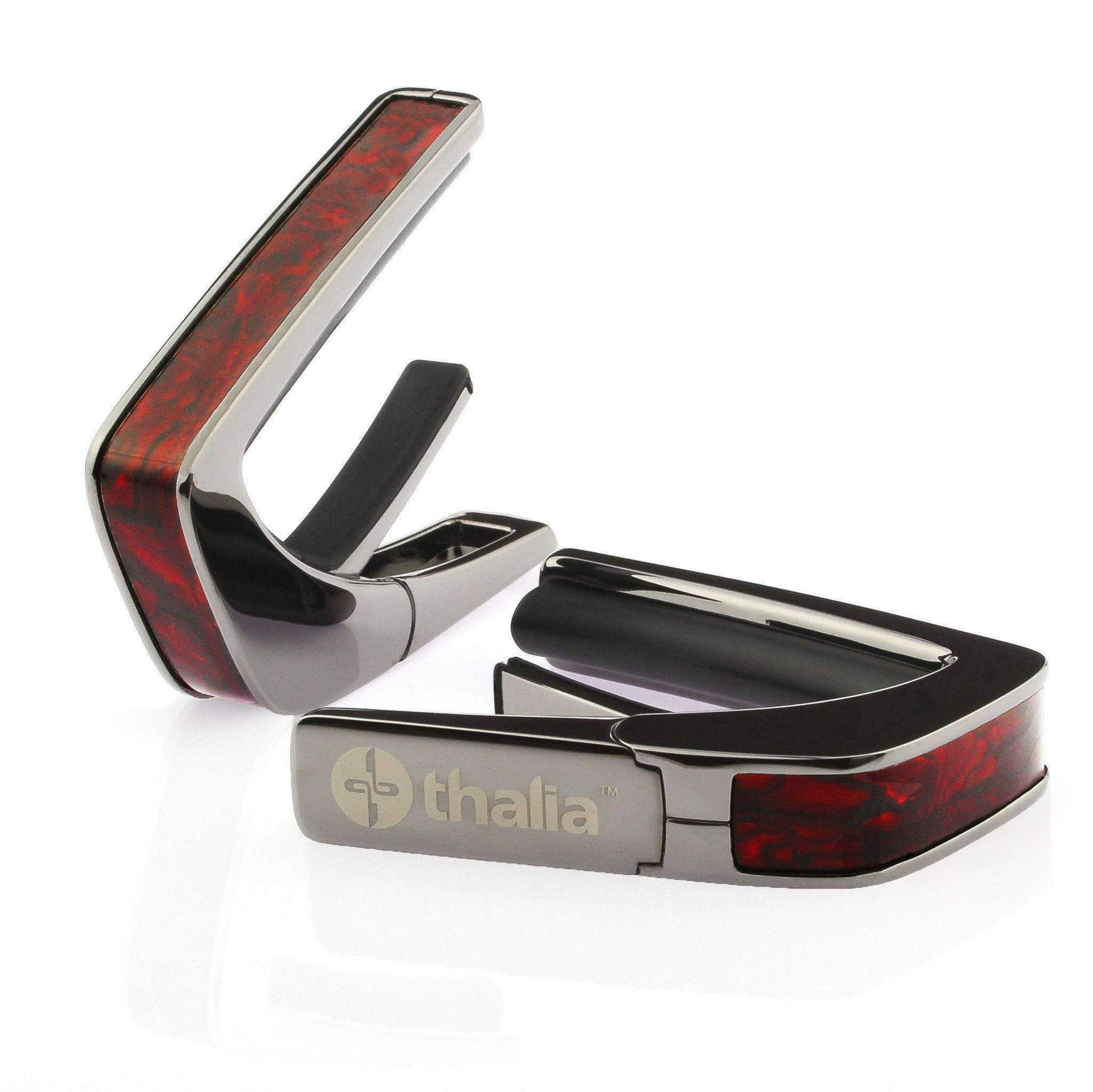 THALIA BLACK CHROME FINISH CAPO WITH CRIMSON PAUA INLAY