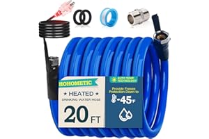HOHOMETIC 20FT Heated Water Hose for RV,-45 ℉ Antifreeze 4.0 Upgraded Heated Drinking Water Hose，Rv Accessories，Rv Water Hose