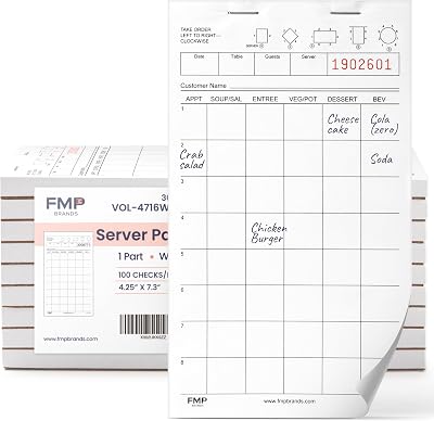 FMP Brands Server Note Pads 1000 Sheets Guest Check Order Pads Restaurant Bar