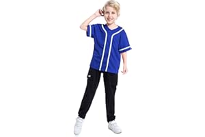 TopTie Boys Baseball Jersey, Kids Button Down Jersey T-Shirt Softball