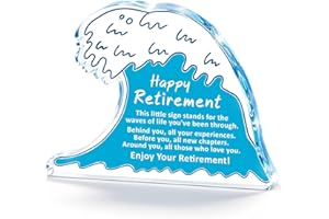 Retirement Gifts for Women Men,Happy Retirement Party Decorations for Coworker Boss Mom Dad Teacher,Acrylic Ocean Wave Plaque