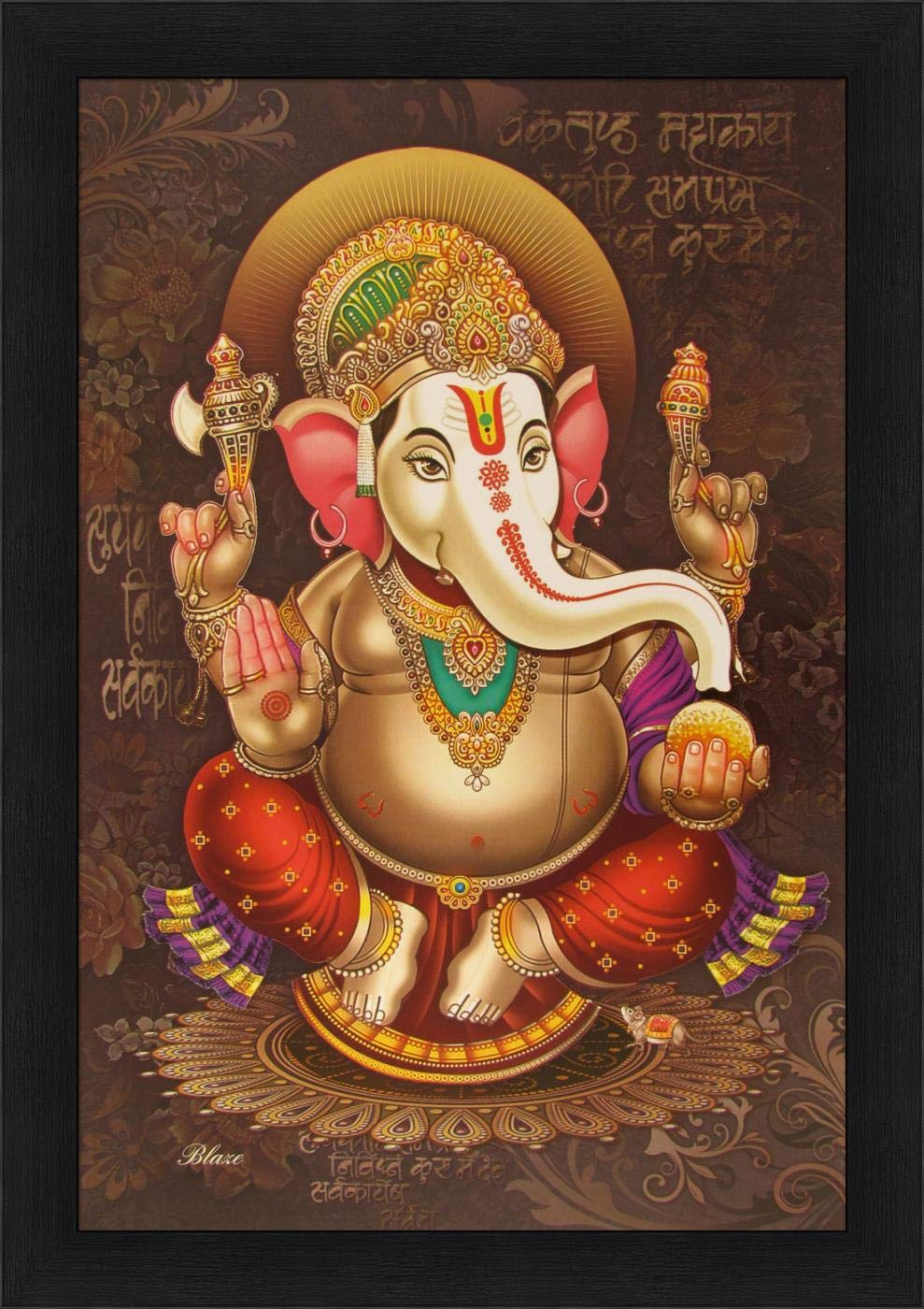 Avercart Lord Ganesha Poster 12x18 inch Framed (with Frame Size 14x20