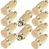 Brass Misting Nozzle, 10 Pack High Pressure Spray Misting Nozzle 10/24 UNC Outdoor Anti-drip Fogging Spray Head Misting Syste