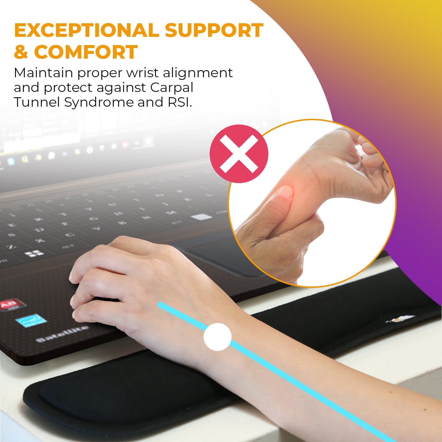 CushionCare Keyboard Wrist Rest Pad - Mouse Pad Included - Ergonomic Support - Made of Foam That Is Built to Last- Provides Comfort and Support to Hands