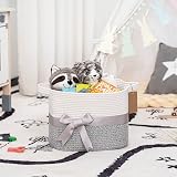 TIMEYARD Cotton Rope Storage Basket 33x25x22.5 cm Grey with Labels view 6