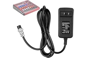 RHYMKAWA Audio Mixer Power Supply Adapter for F4 / F7 / CT4-16 Universal 2-16 Channels Professional Sound Mixing Console Board with 15VDC 4-Pin-Hole Connector for Home Karaoke Signing and PA System