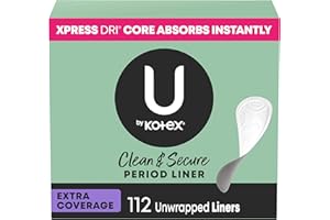 U by Kotex Panty Liners, Clean & Secure, Light Absorbency, Extra Coverage, 112 Count (Packaging May Vary)