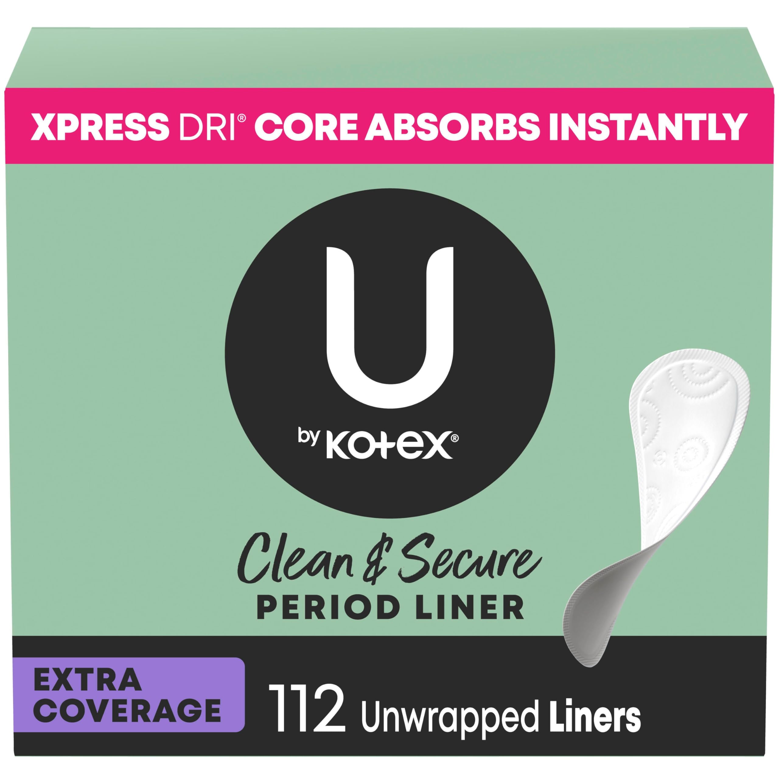 Photo 1 of ***LIKE NEW/OPEN BOX***
U by Kotex Panty Liners, Clean & Secure, Light Absorbency, Extra Coverage, 112 Count (Packaging May Vary)