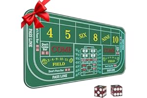 iEsstros Craps Mat 35" x 16" Craps Table Top Set Mini Craps Table Mat Craps Table Top Mat with 2 Casino Dice Craps Game Layout Casino Games for Adults