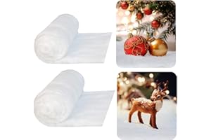 Aweyka 2 Pcs 1.3 x 9.8ft/0.7 x 3ft Christmas Snow Blankets, 2 Size Fake Snow Sheet White Thickened Cotton Rolls Fluffy Artificial Snow Roll for Christmas Village Party Favors Display Photo Prop
