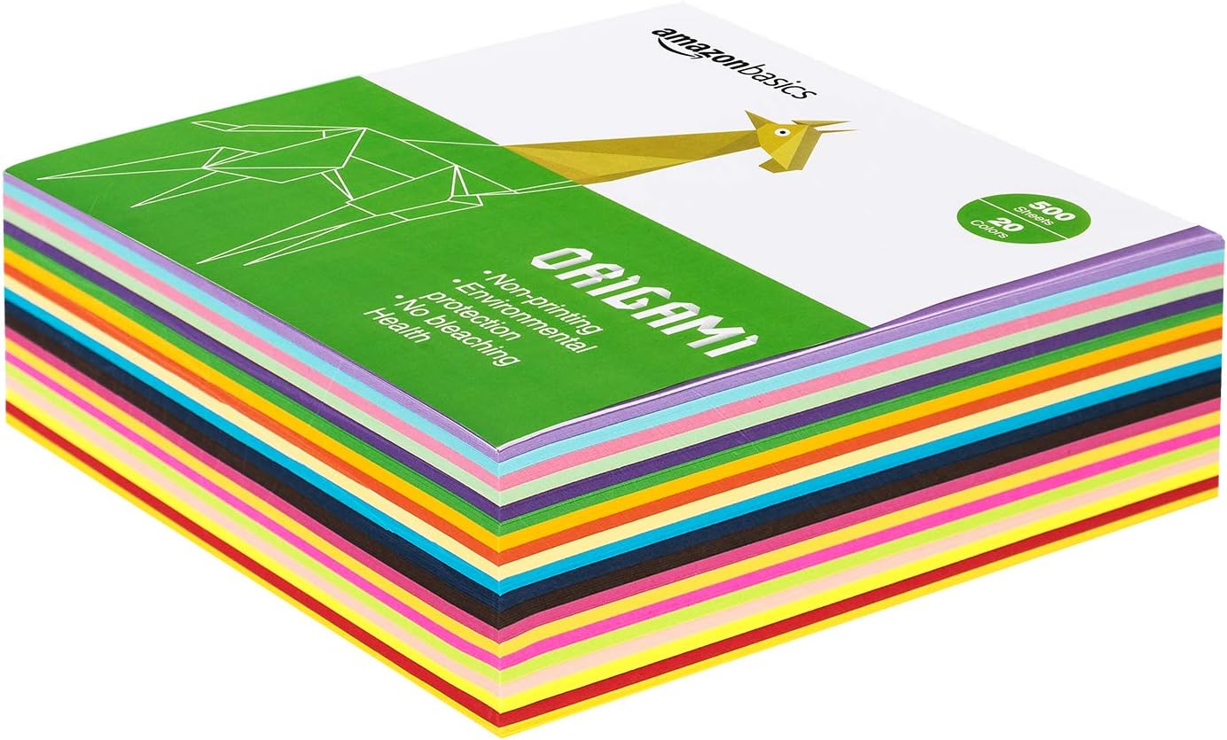 Basics Origami Paper, Assorted Colors, 500 Sheets: Office Products