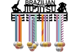CREATCABIN Brazilian Jiu Jitsu Medal Holder Medal Hanger Display Rack Medal Hanging Awards Wall Mounted Home Room Decor Gift for Men Women Athletes Player Race Competition Winner Black 15.7x5.9 Inch
