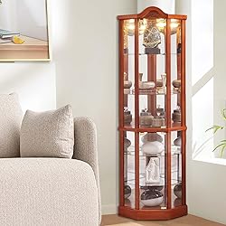 Firscook Lighted 3-Side Glass Display Curio