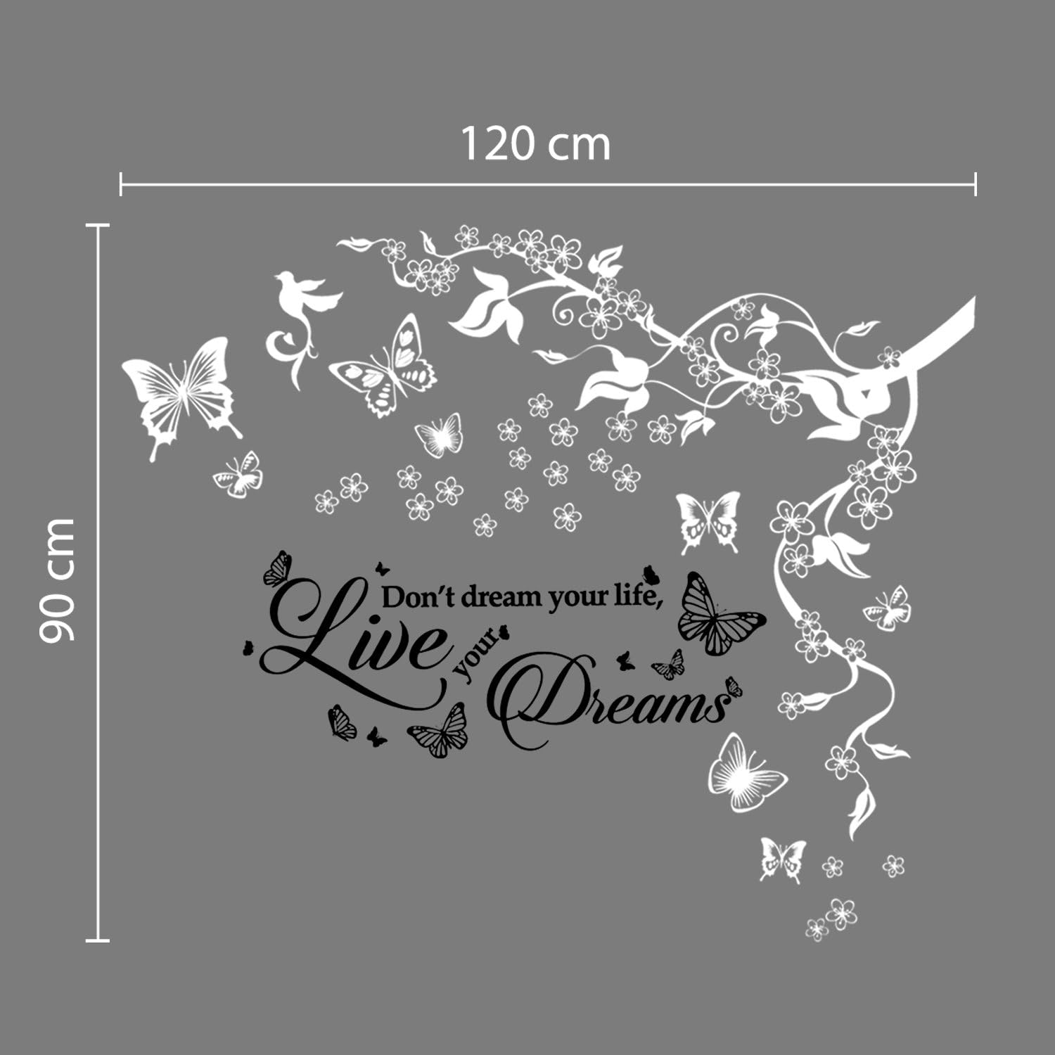 Walplus 120 x 95 cm "Butterflies Vine Plus Dream Quote" Removable Christmas Wall Stickers Murals Nursery Office Home Decoration - Image 4