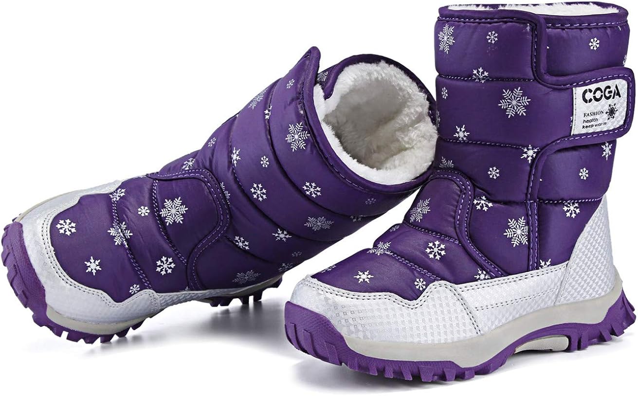 DADAWEN Girls Boys Snow Boots Winter Outdoor Waterproof Slip Resistant Cold Weather Shoes (Toddler/Little Kid/Big Kid): Shoes