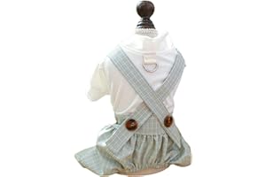 BIECWIAY Top T Shirt and Plaid Pants Dog Jumpsuit for Small Dogs Girl Summer Puppy Clothes Dog Overalls Boy Girl Dogs Classic