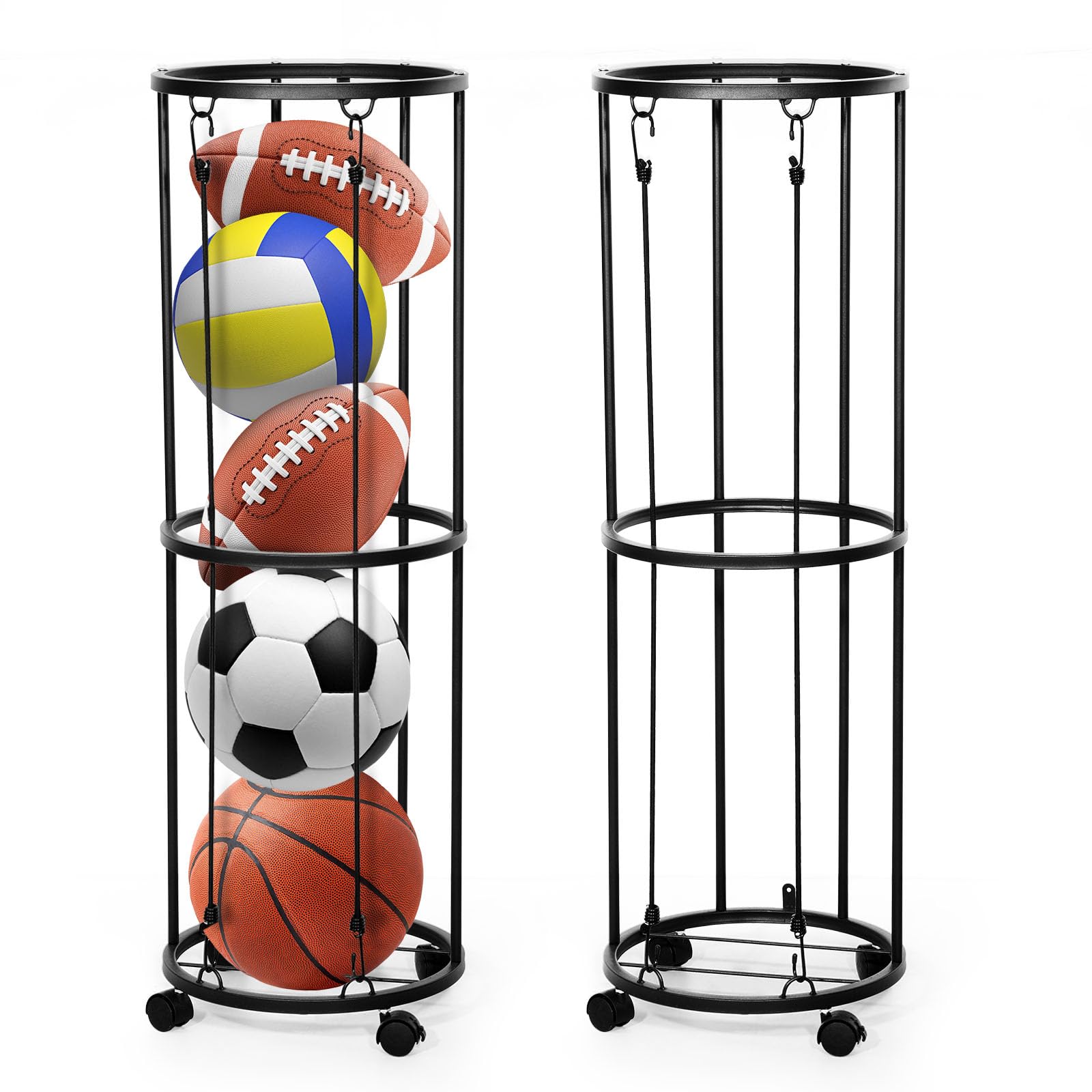 Ball Storage Rack, Durable Metal Garage Ball Storage, Wall Mounted Vertical Ball Rack, Gym Ball Storage Cage Ball Holder for Basketball, Soccer, Football,Volleyball, Space Saving Sports Ball Organizer