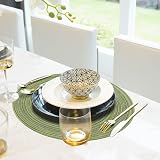 Pauwer 38cm Round Placemats Set of 6 Green Woven Heat Resistant Non Slip view 6