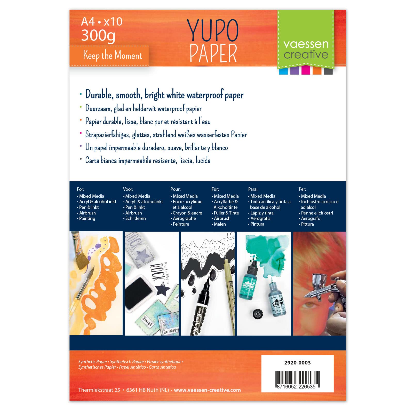 Florence Yupo Paper - A4, 10 Sheets, White, 216 GSM - Synthetic Paper for Alcohol Ink, Stamping, Painting, Drawing, Embossing and Cutting