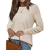FEKOAFE Women's Crew Neck Sweater 2025 Fashion Fall Basic Fine Knit Pullover Lightweight Sweaters