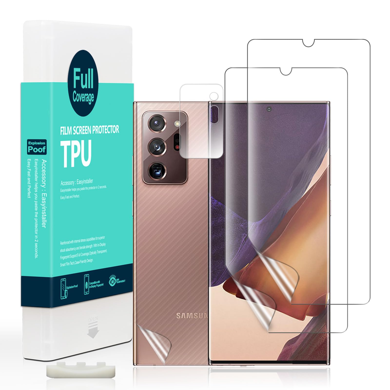 Ibywind 2 Pcs Screen Protector For Samsung Galaxy Note 20 Ultra 5G,Flexible TPU Film,With 1Pc Camera Lens Protector,1Pc Back Film[Bubble Free][Easy Installation][HD Clear][Self-Healing]