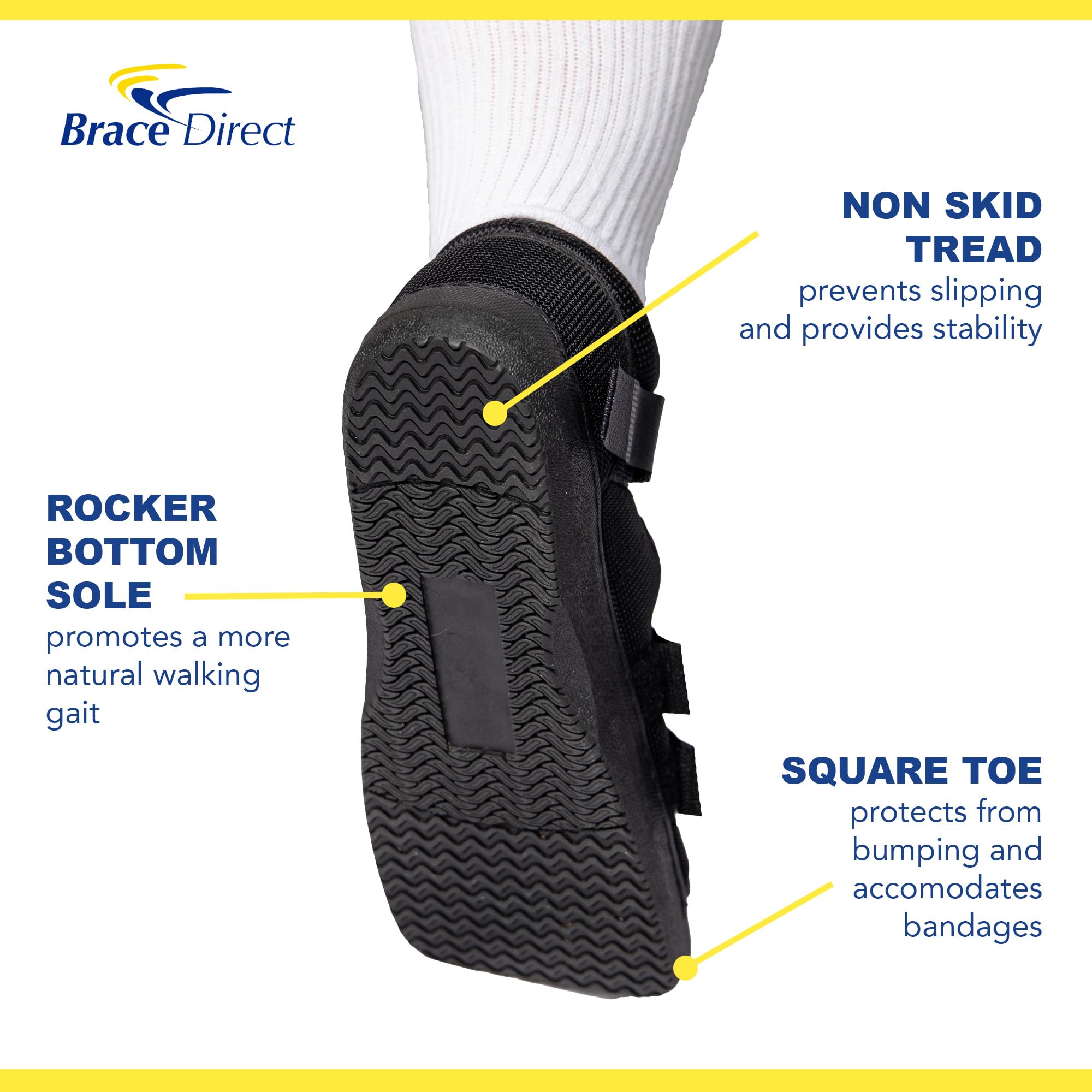 Brace Direct Post-Op Shoe - Adjustable Orthopedic Walking Shoe for Broken Foot & Toe, Stress Fractures, Bunions, Post-Surgery Recovery, Left or Right Foot, Women M (US Shoe Size 7.5-8.5/24.5 cm)
