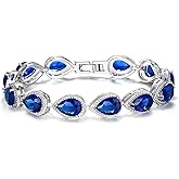EVER FAITH Gorgeous Cubic Zirconia Wedding Tennis Bracelet Birthstone Teardrop Bracelet for Women Prom Bridal Jewelry